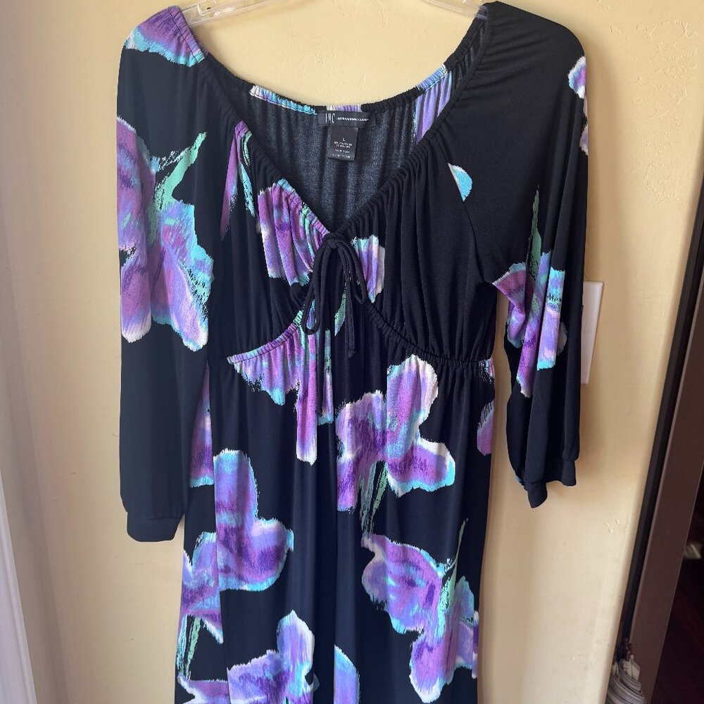 Bold floral and black INC dress